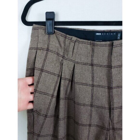 Asos Plaid Wool Pants Womens 32x32 Tapered Leg Academia Heritage - Picture 4 of 12
